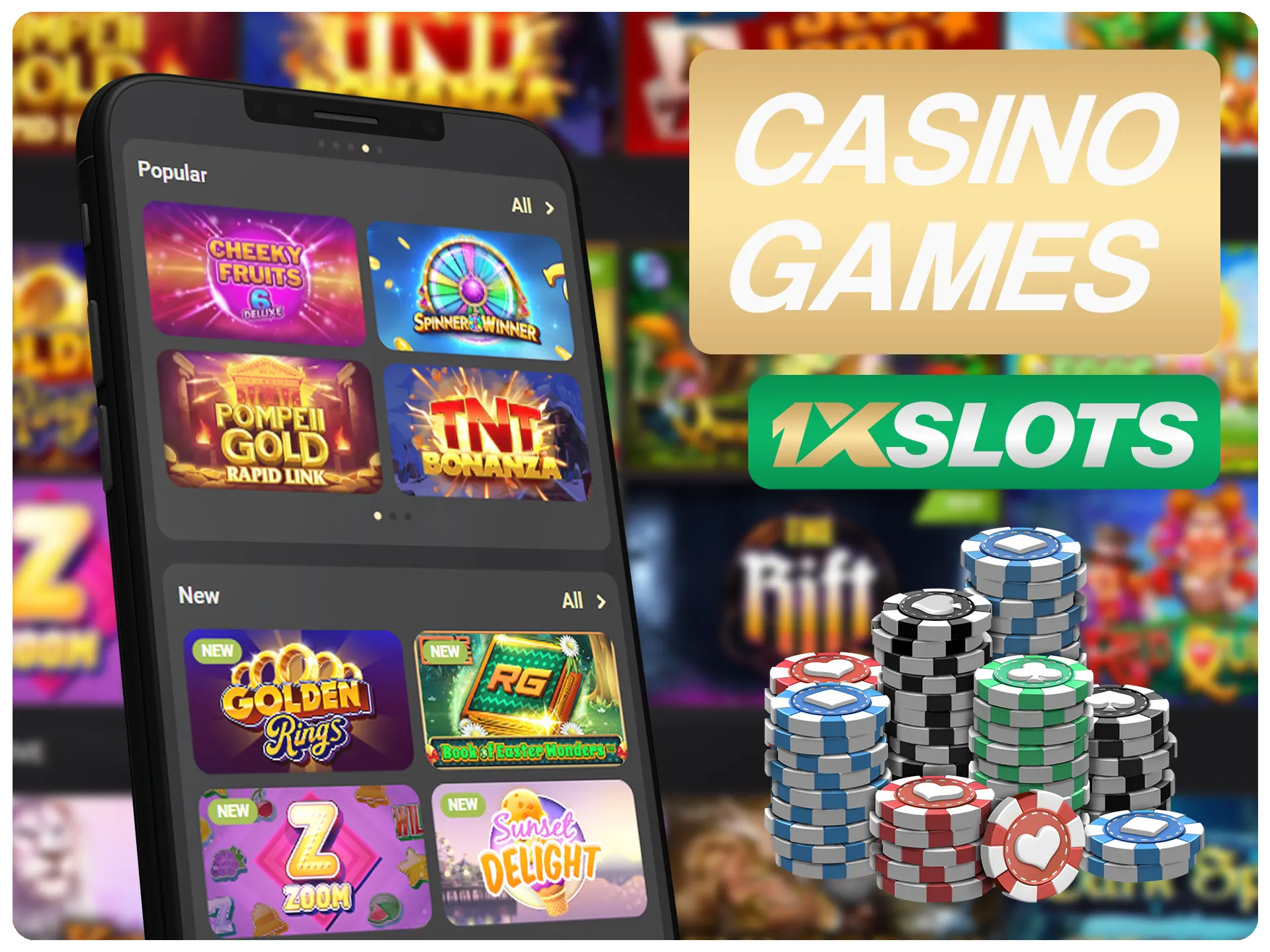 Juega a diferentes juegos de casino en la página del casino 1xSlots.