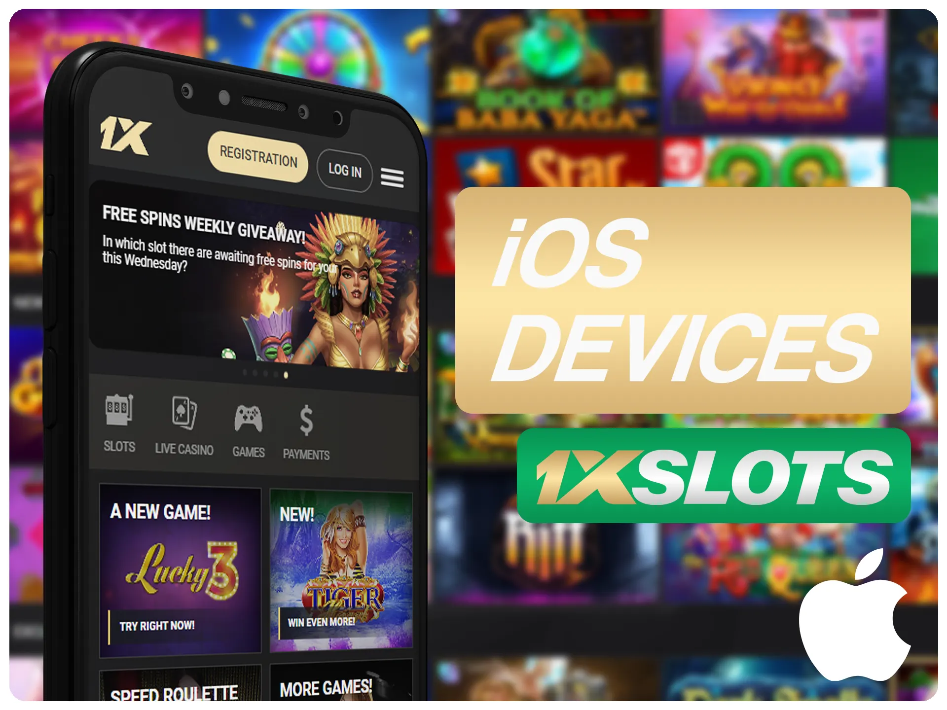 La aplicación 1xSlots se puede instalar en cualquier dispositivo iOS.