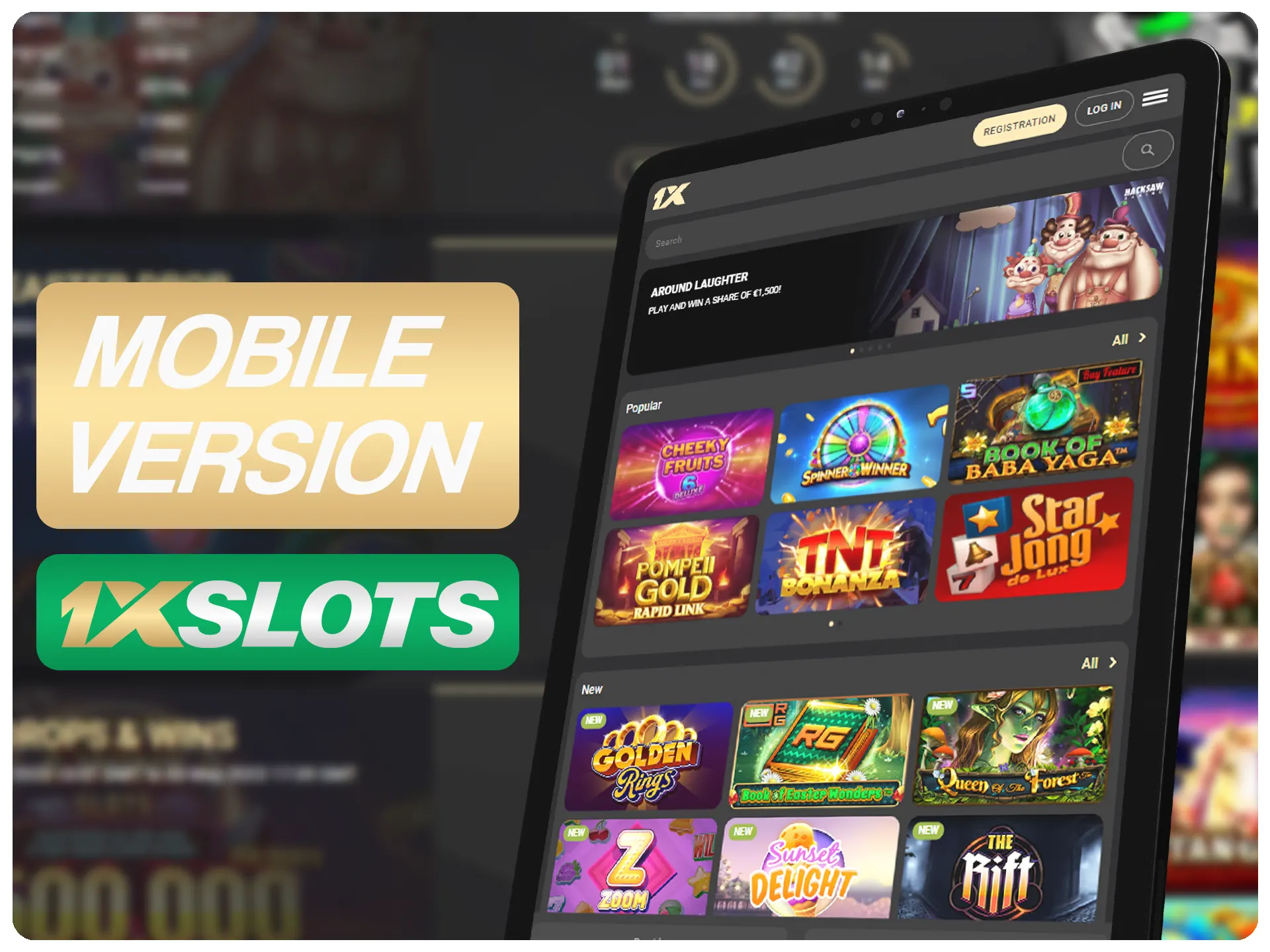 Utilice la versión móvil de 1xSlots en cualquier dispositivo móvil.