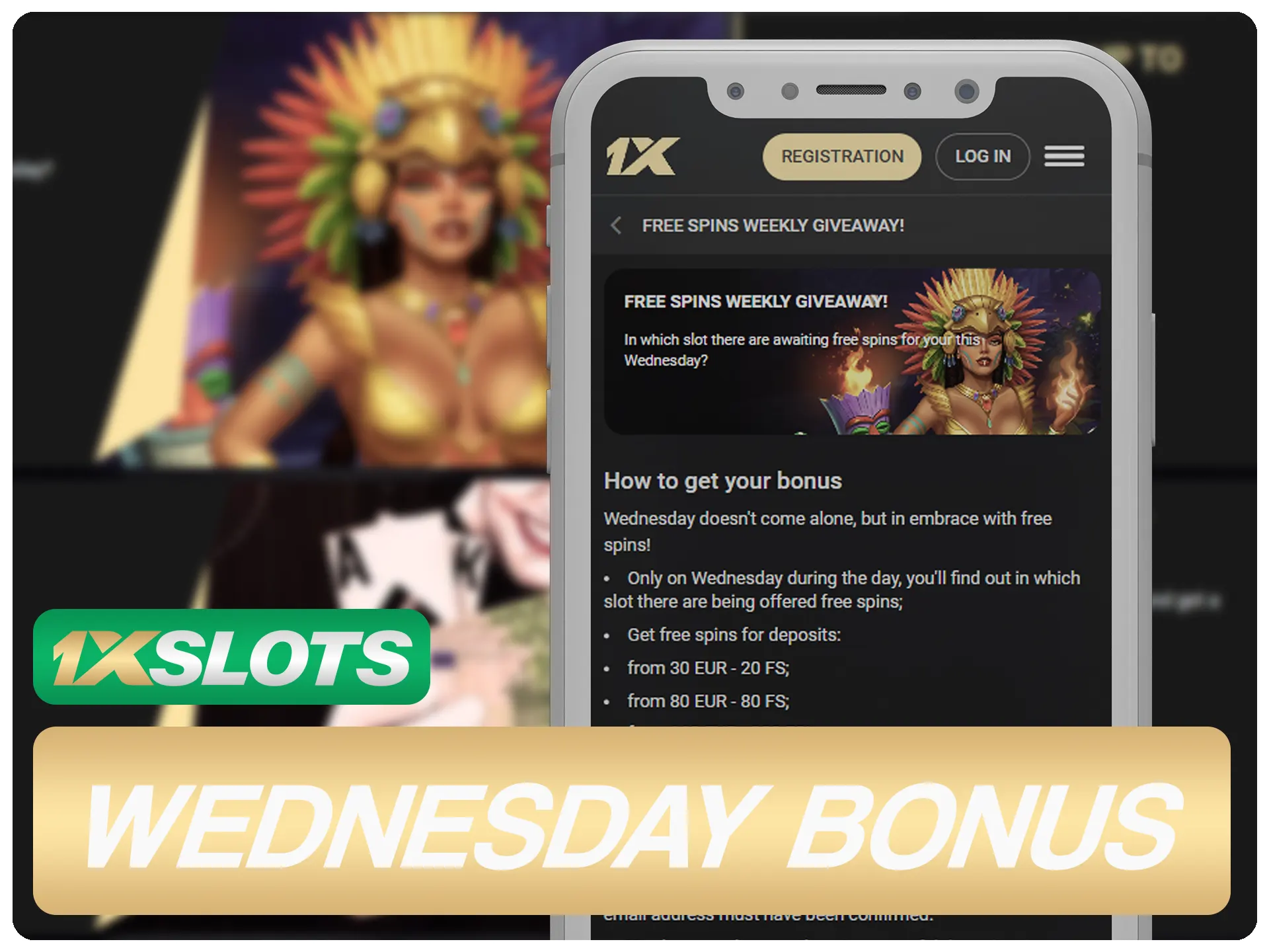 Obtenga el bono del miercoles cada semana en 1xSlots.